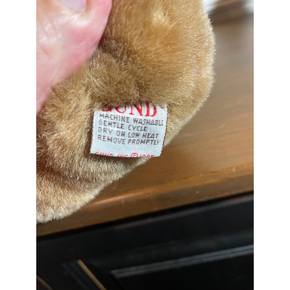 Vintage 1985 GUND Brown Teddy Bear Plush Stuffed Animal with Pink Ribbon - Picture 4 of 6